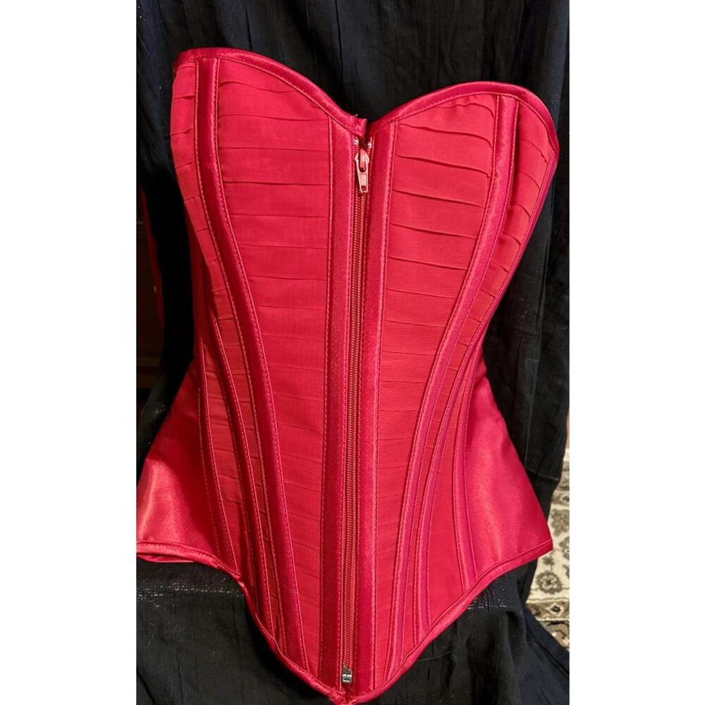 Shirley‎ of Hollywood Red Satin Lace-Up Corset